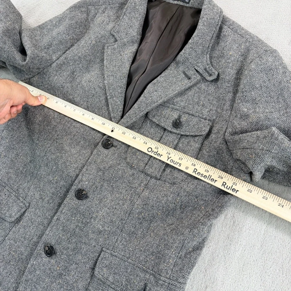 Gap Tweed Donegal Tailored Sport Coat Jacket Dusty Grey Wool Herringbone Men 44R